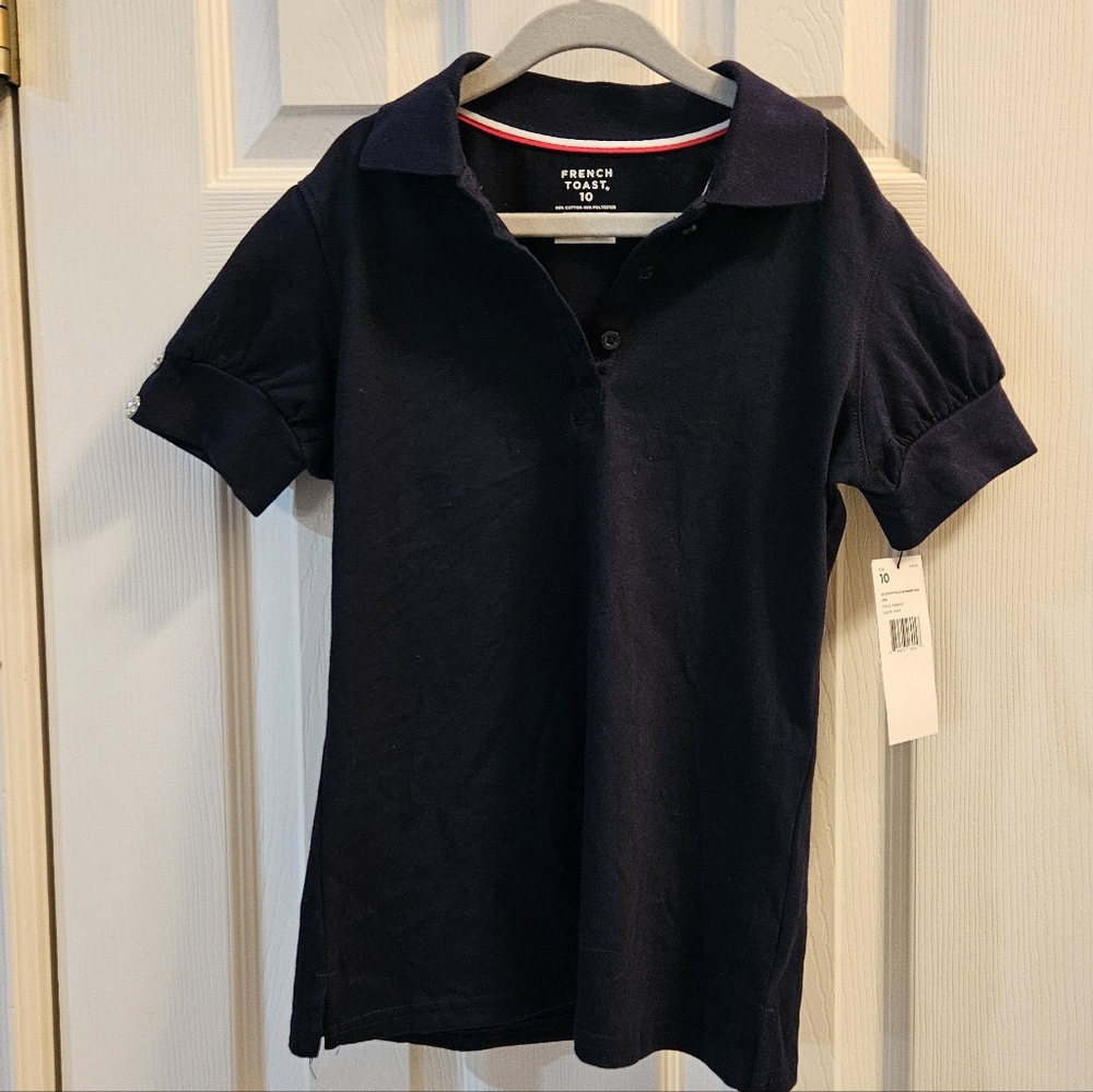 French Toast Girls Navy Polo Shirt, Sz 10